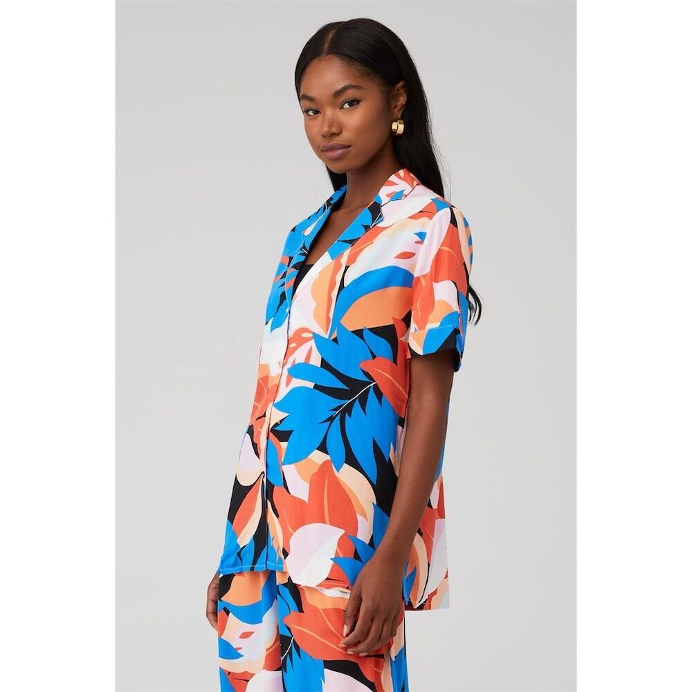 NWT MINKPINK Women's Lukas Button-Up Shirt Standard Size S Tropical Floral - Picture 2 of 10